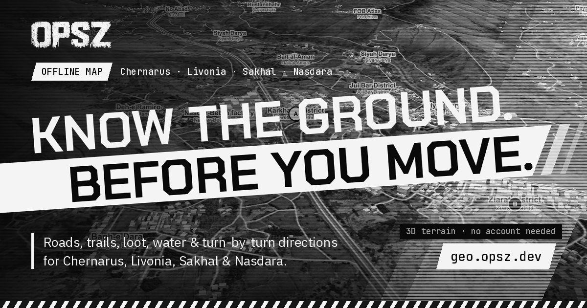 OPSZ Map — DayZ terrain, roads & directions